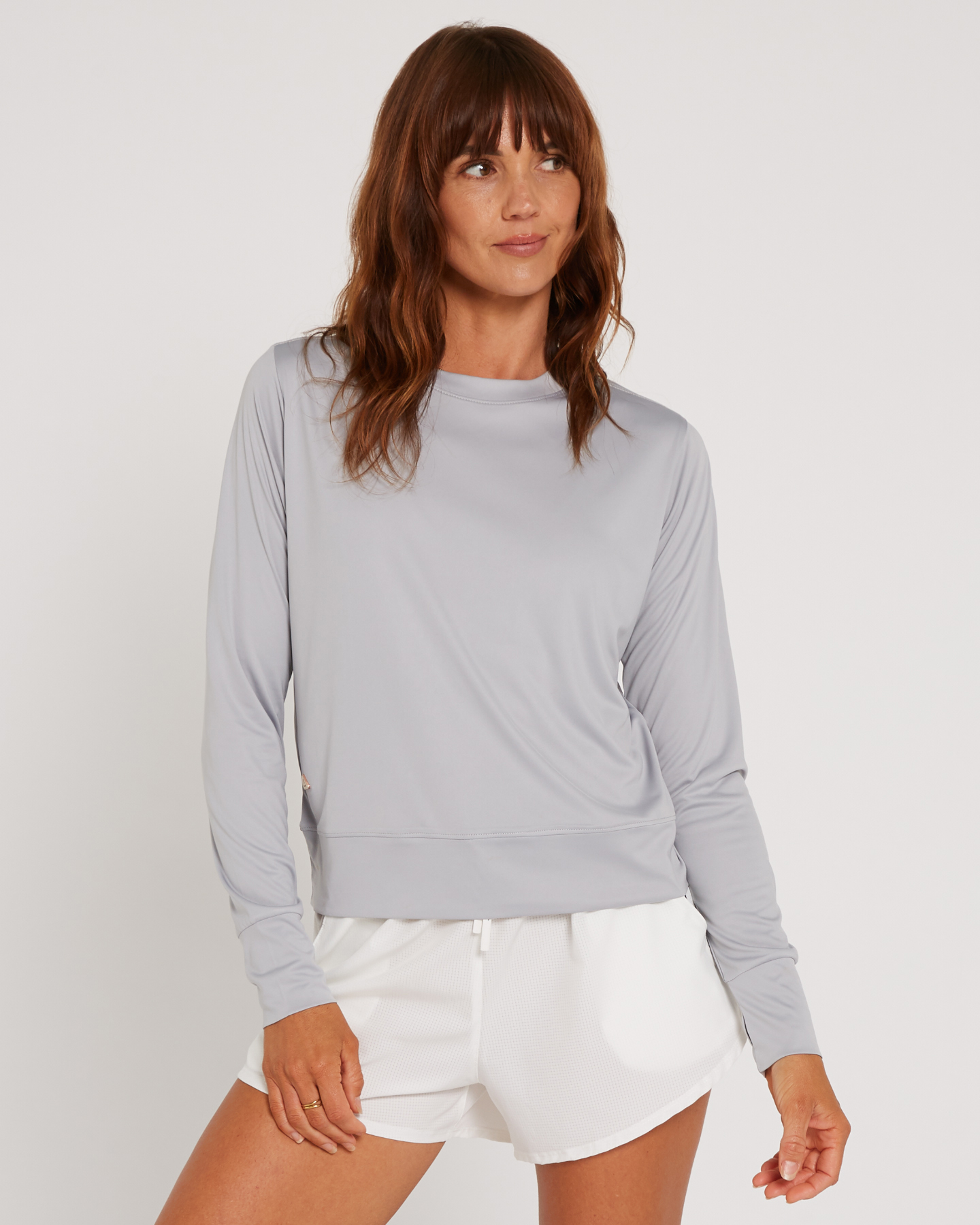Women's- Elara Sun Tee L/S- Light Grey