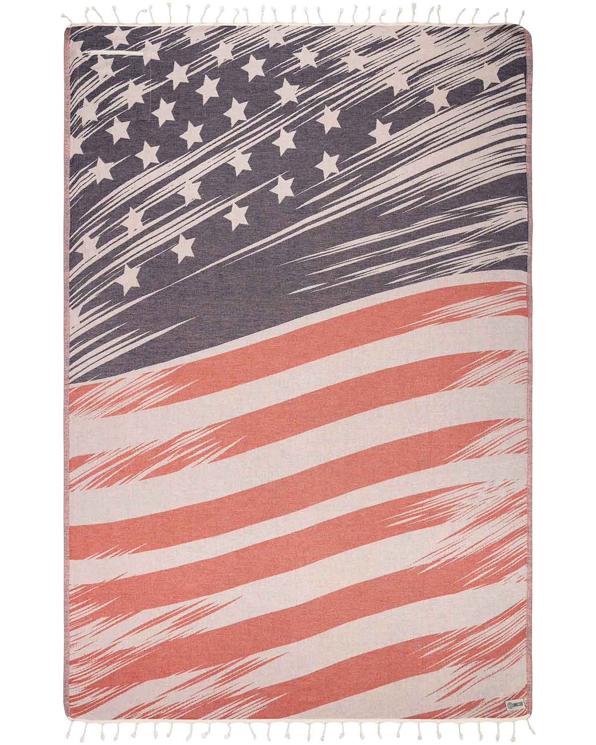 BEACH TOWELS - VINTAGE FLAG - WITH ZIPPER POCKET